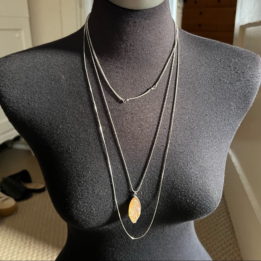 Layered silver necklace